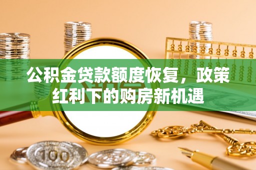 苓雅公积金贷款额度恢复，政策红利下的购房新机遇